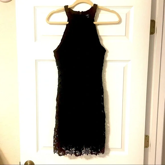 Lulu's Navy Crochet Floral Lace Mini Dress, Size Small - Picture 3 of 5